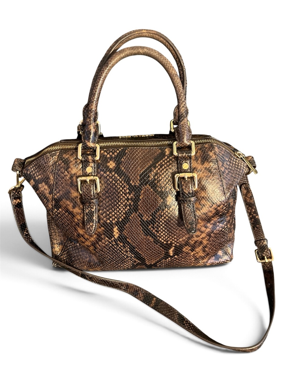 MICHAEL KORS PUTHON SNAKE EMBOSSED SKIN IN BROWN
